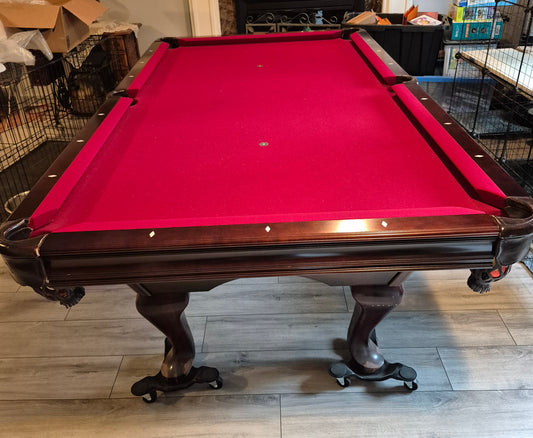 Red felt table
