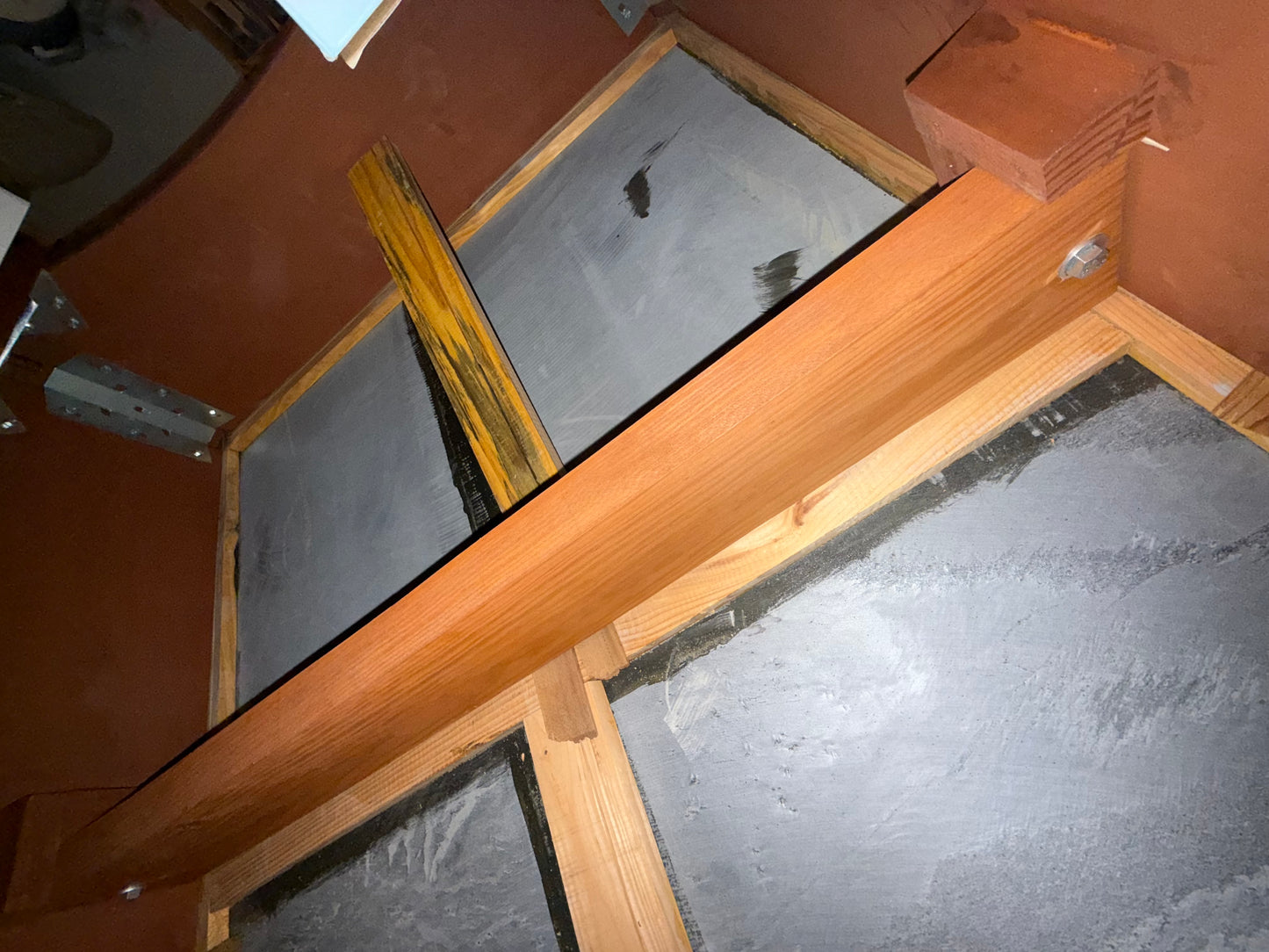 underneath pool table