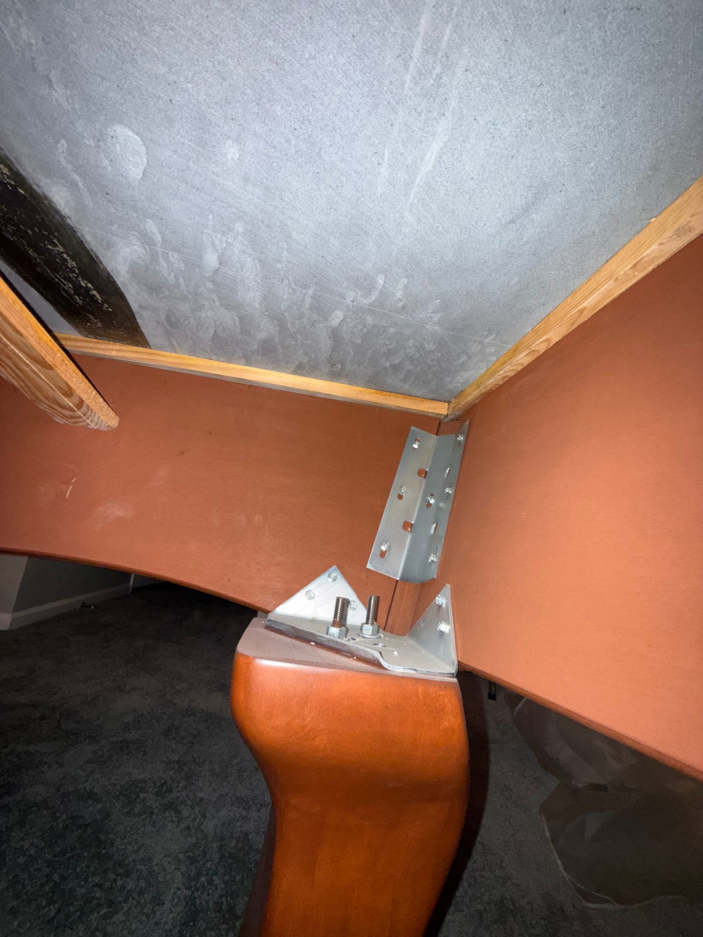 Underneath pool table corner
