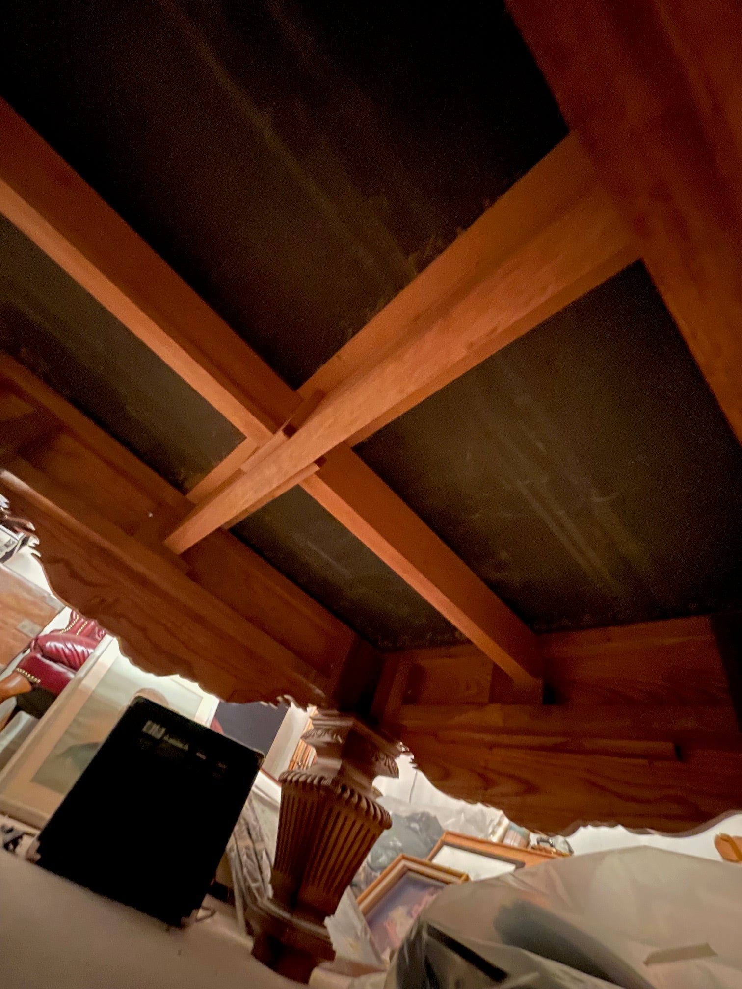 underneath pool table