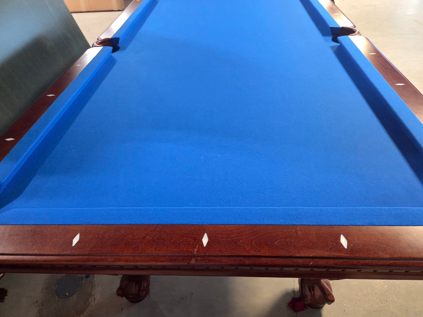 Euro blue felt wooden table