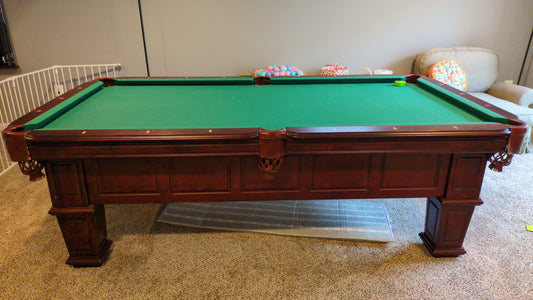 Brown table with Green felt