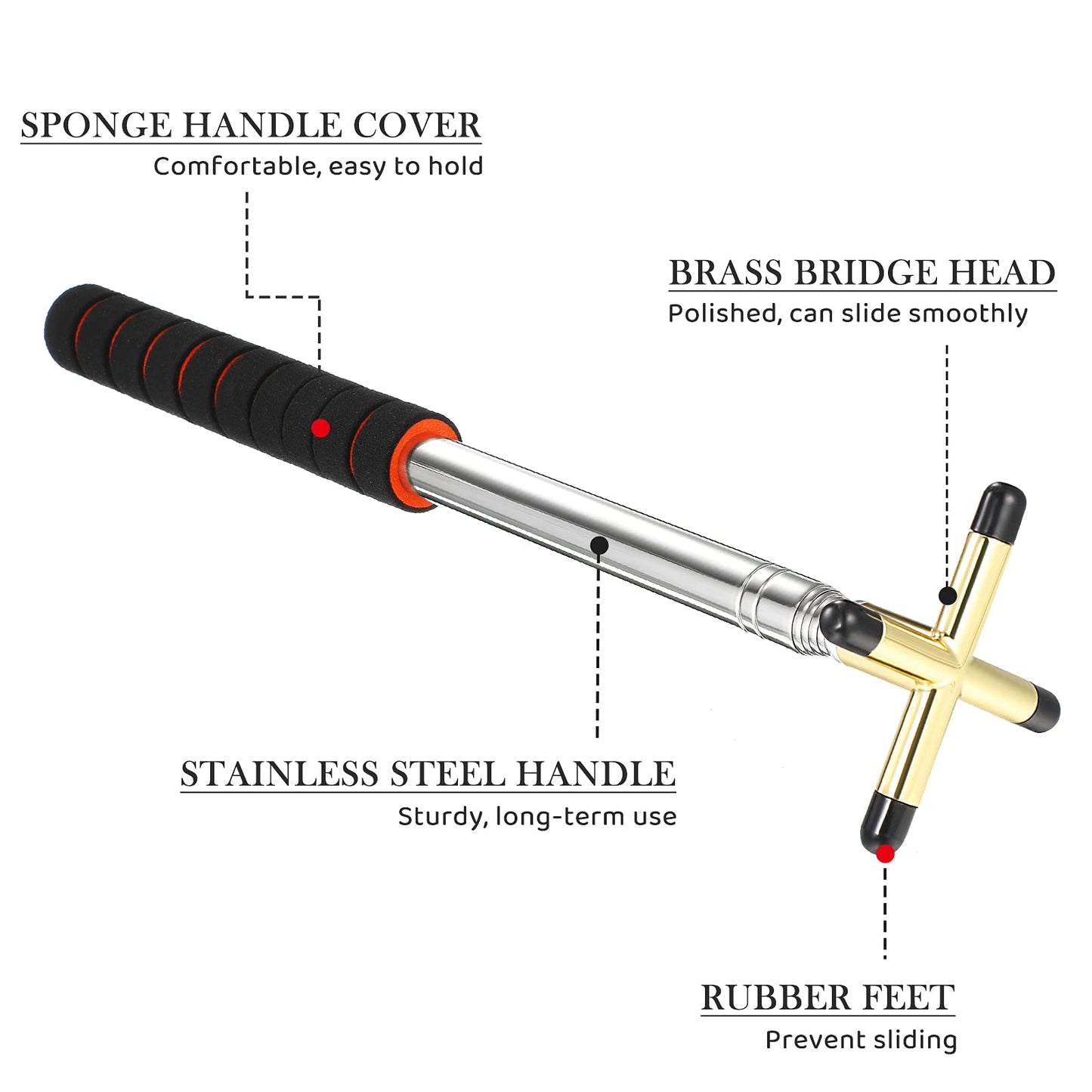 Skylety Pool Cue Snooker Stick Pool Table Accessories Retractable Billiards Cue Rest with Removable Brass Bridge Head