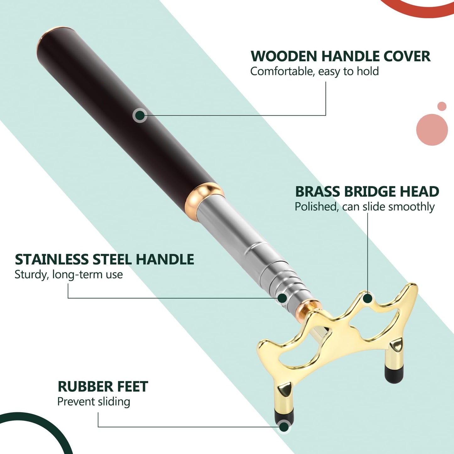 Skylety Pool Cue Snooker Stick Pool Table Accessories Retractable Billiards Cue Rest with Removable Brass Bridge Head