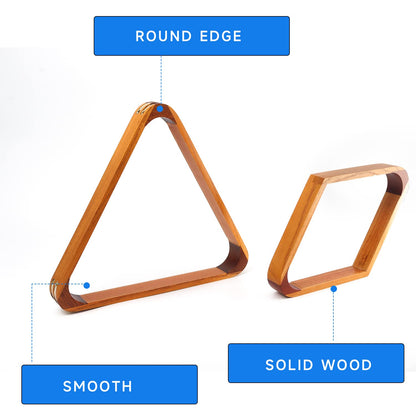 GSE Games & Sports Expert Solid Wood Billiard 8-Ball Triangle / 9-Ball Diamond Pool Ball Racks for 2-1/4" Pool Balls, Pool Table Accessories