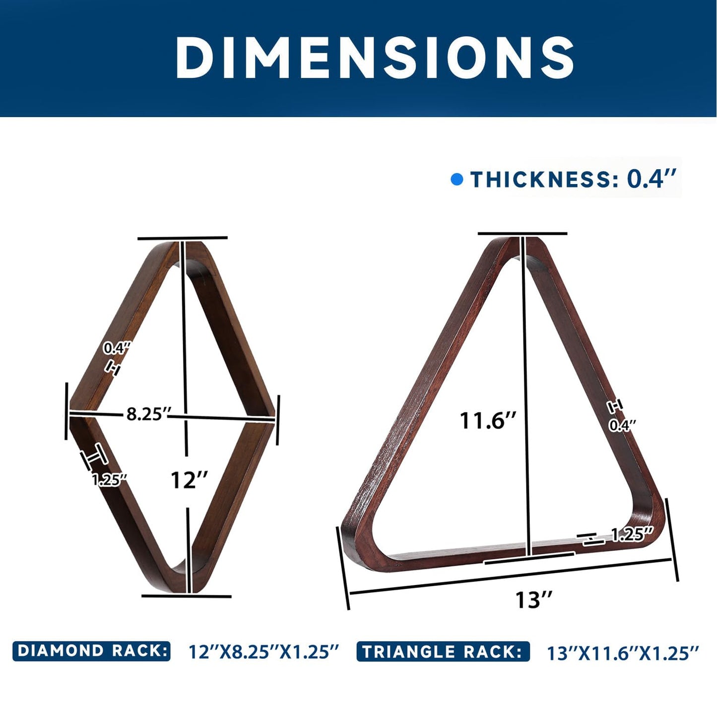 GSE Games & Sports Expert Solid Wood Billiard 8-Ball Triangle / 9-Ball Diamond Pool Ball Racks for 2-1/4" Pool Balls, Pool Table Accessories