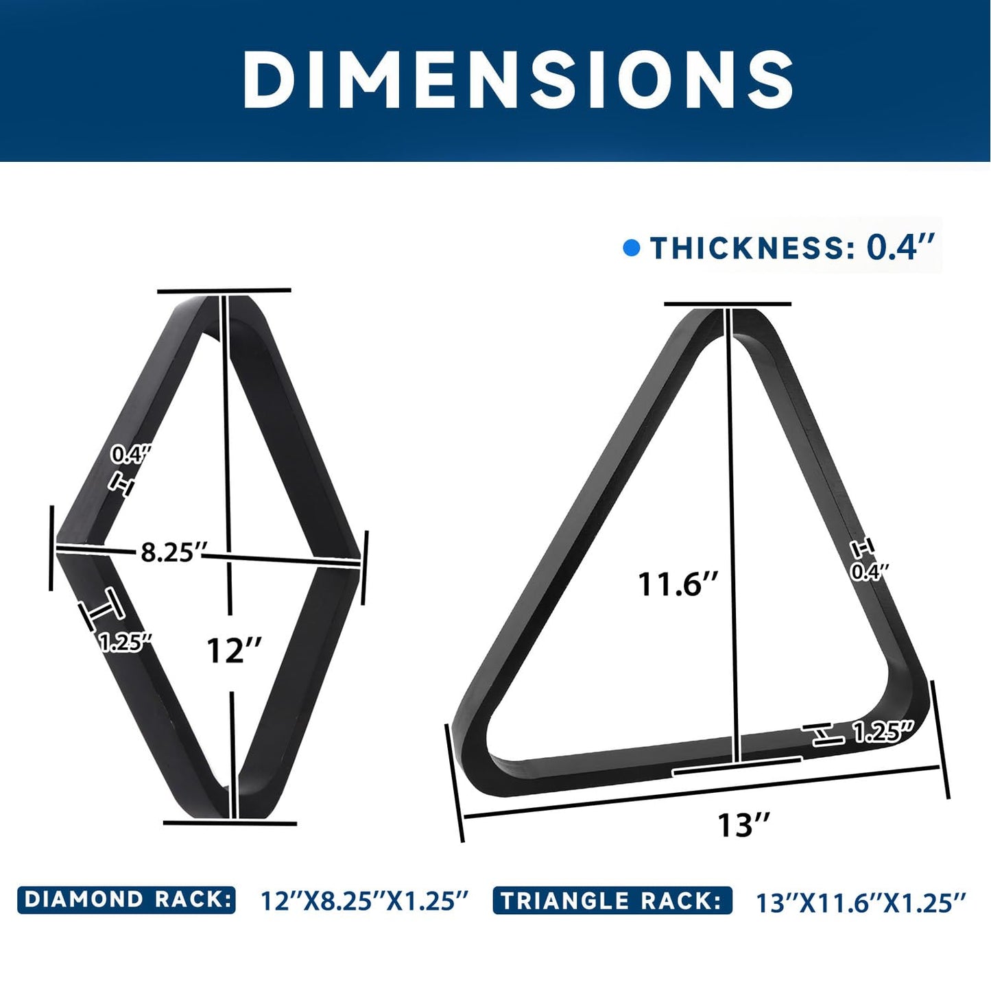 GSE Games & Sports Expert Solid Wood Billiard 8-Ball Triangle / 9-Ball Diamond Pool Ball Racks for 2-1/4" Pool Balls, Pool Table Accessories