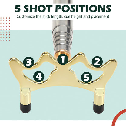 Skylety Pool Cue Snooker Stick Pool Table Accessories Retractable Billiards Cue Rest with Removable Brass Bridge Head