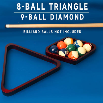 GSE Games & Sports Expert Solid Wood Billiard 8-Ball Triangle / 9-Ball Diamond Pool Ball Racks for 2-1/4" Pool Balls, Pool Table Accessories
