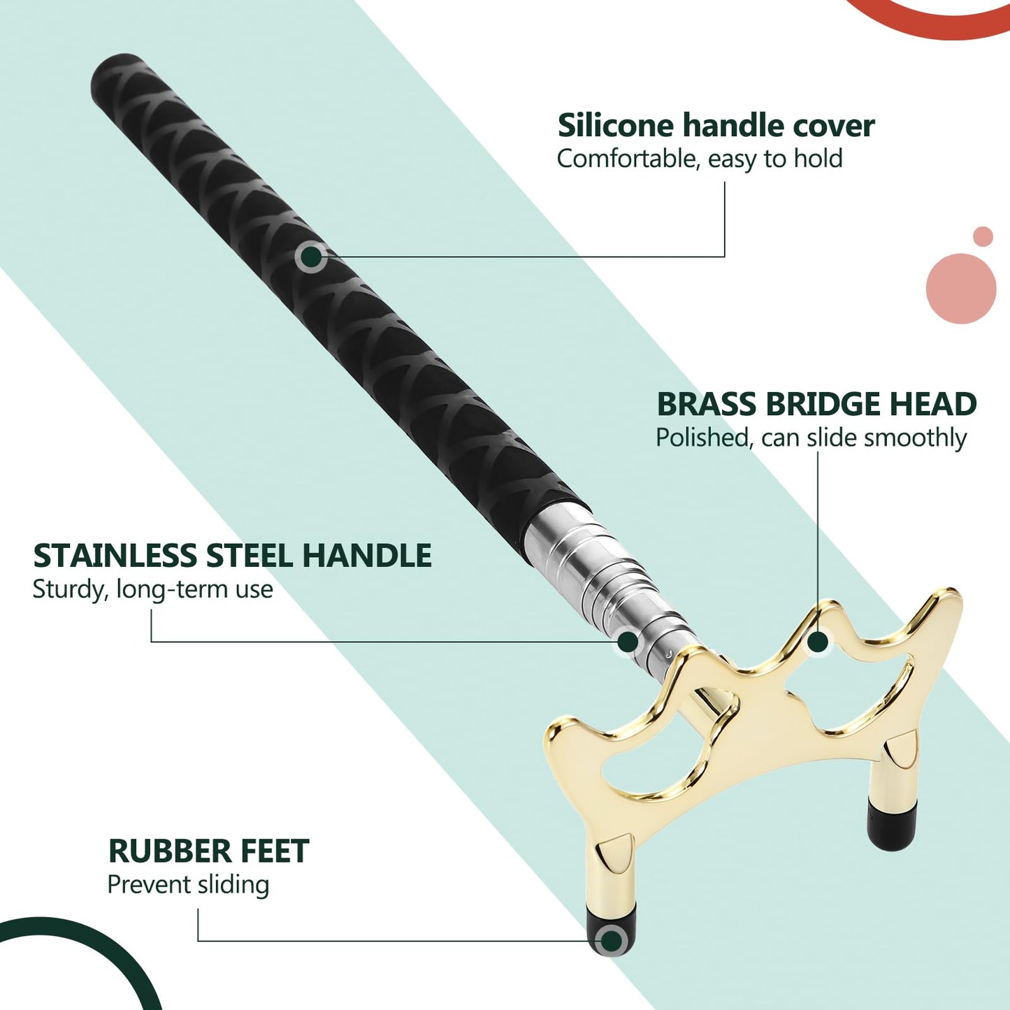 Skylety Pool Cue Snooker Stick Pool Table Accessories Retractable Billiards Cue Rest with Removable Brass Bridge Head