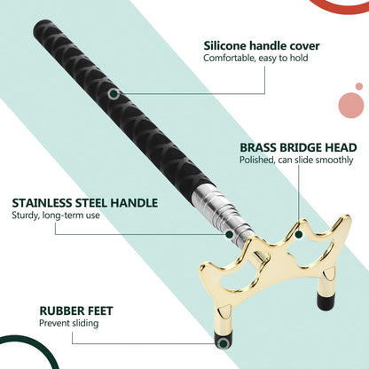 Skylety Pool Cue Snooker Stick Pool Table Accessories Retractable Billiards Cue Rest with Removable Brass Bridge Head