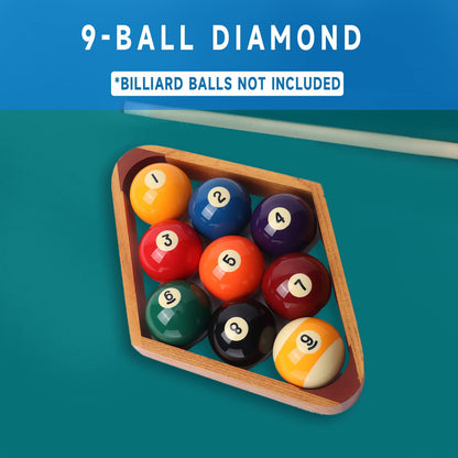 GSE Games & Sports Expert Solid Wood Billiard 8-Ball Triangle / 9-Ball Diamond Pool Ball Racks for 2-1/4" Pool Balls, Pool Table Accessories