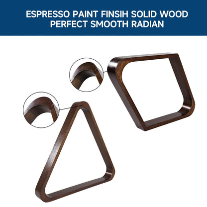 GSE Games & Sports Expert Solid Wood Billiard 8-Ball Triangle / 9-Ball Diamond Pool Ball Racks for 2-1/4" Pool Balls, Pool Table Accessories