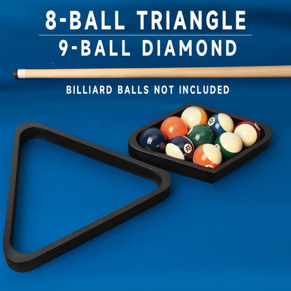 GSE Games & Sports Expert Solid Wood Billiard 8-Ball Triangle / 9-Ball Diamond Pool Ball Racks for 2-1/4" Pool Balls, Pool Table Accessories