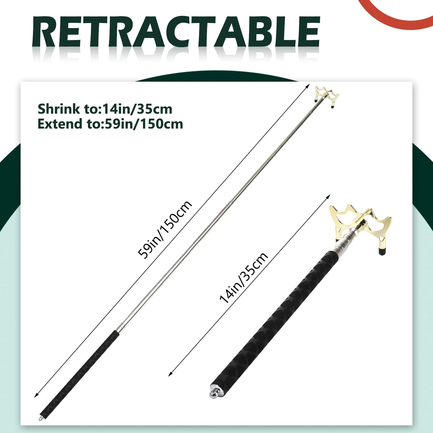 Skylety Pool Cue Snooker Stick Pool Table Accessories Retractable Billiards Cue Rest with Removable Brass Bridge Head