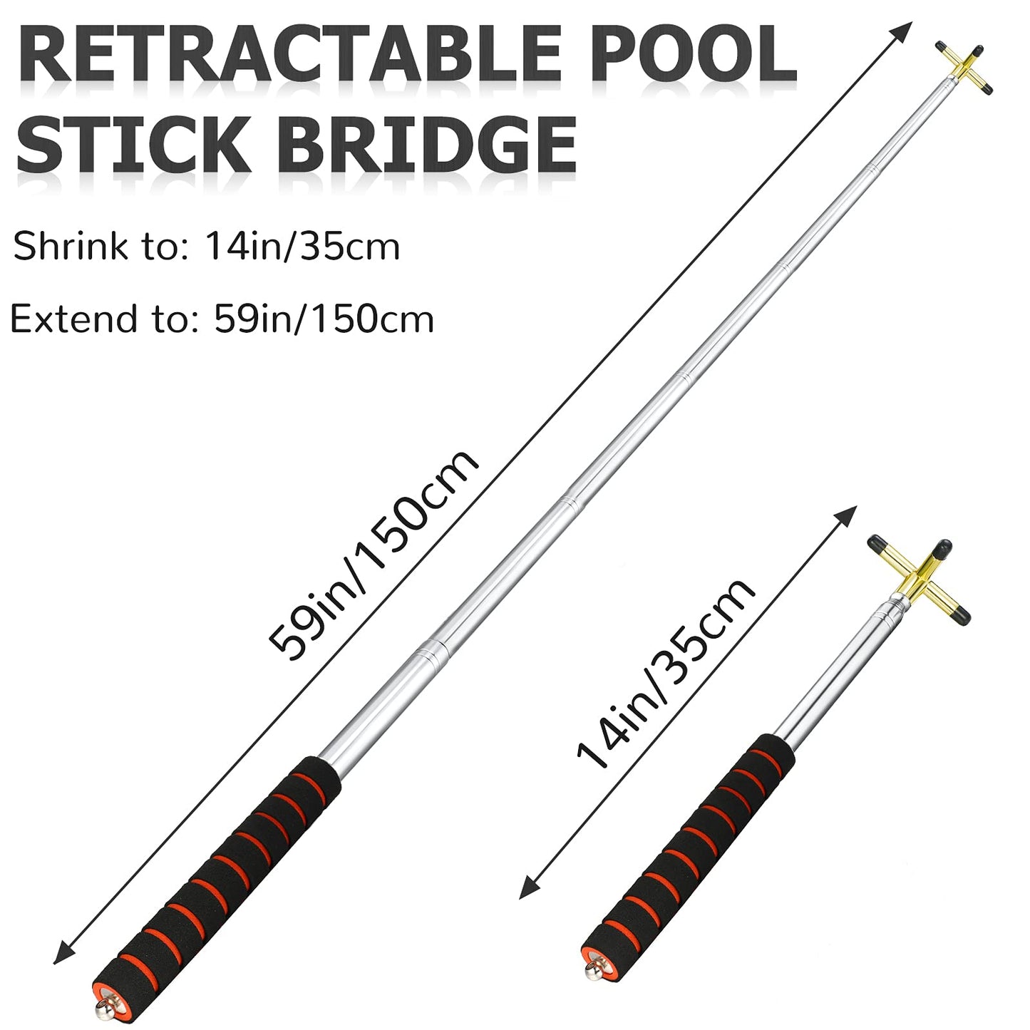 Skylety Pool Cue Snooker Stick Pool Table Accessories Retractable Billiards Cue Rest with Removable Brass Bridge Head