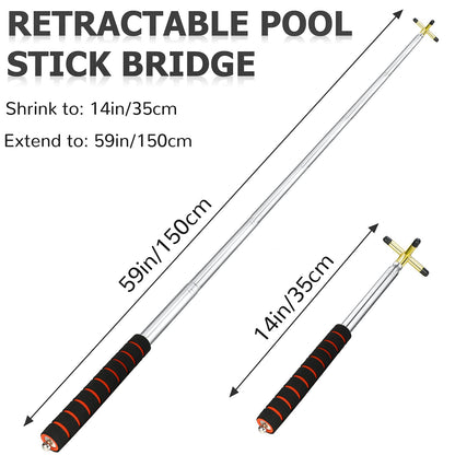 Skylety Pool Cue Snooker Stick Pool Table Accessories Retractable Billiards Cue Rest with Removable Brass Bridge Head