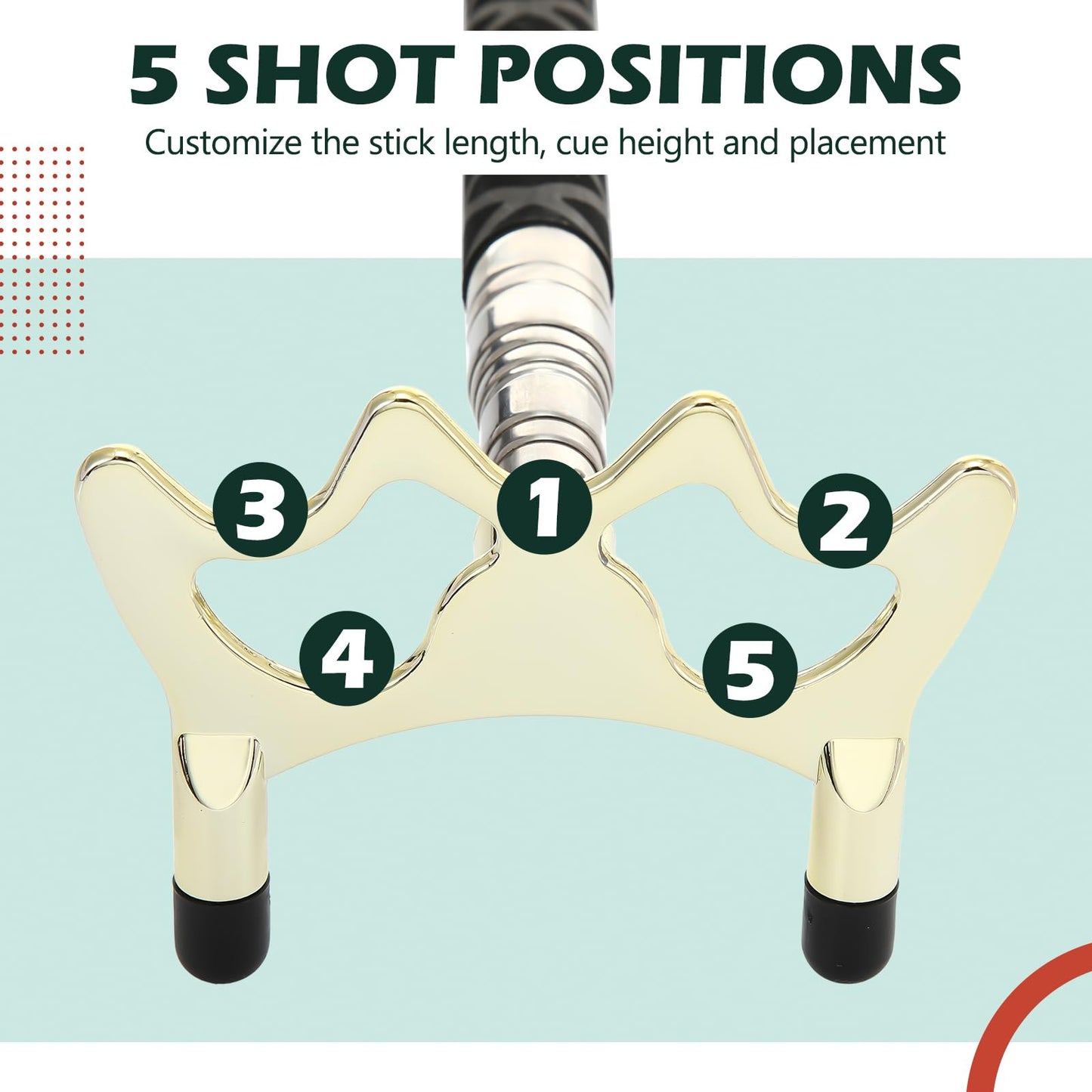 Skylety Pool Cue Snooker Stick Pool Table Accessories Retractable Billiards Cue Rest with Removable Brass Bridge Head