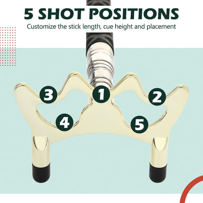 Skylety Pool Cue Snooker Stick Pool Table Accessories Retractable Billiards Cue Rest with Removable Brass Bridge Head