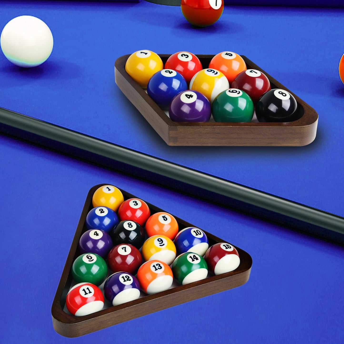 GSE Games & Sports Expert Solid Wood Billiard 8-Ball Triangle / 9-Ball Diamond Pool Ball Racks for 2-1/4" Pool Balls, Pool Table Accessories