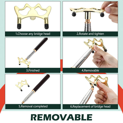 Skylety Pool Cue Snooker Stick Pool Table Accessories Retractable Billiards Cue Rest with Removable Brass Bridge Head