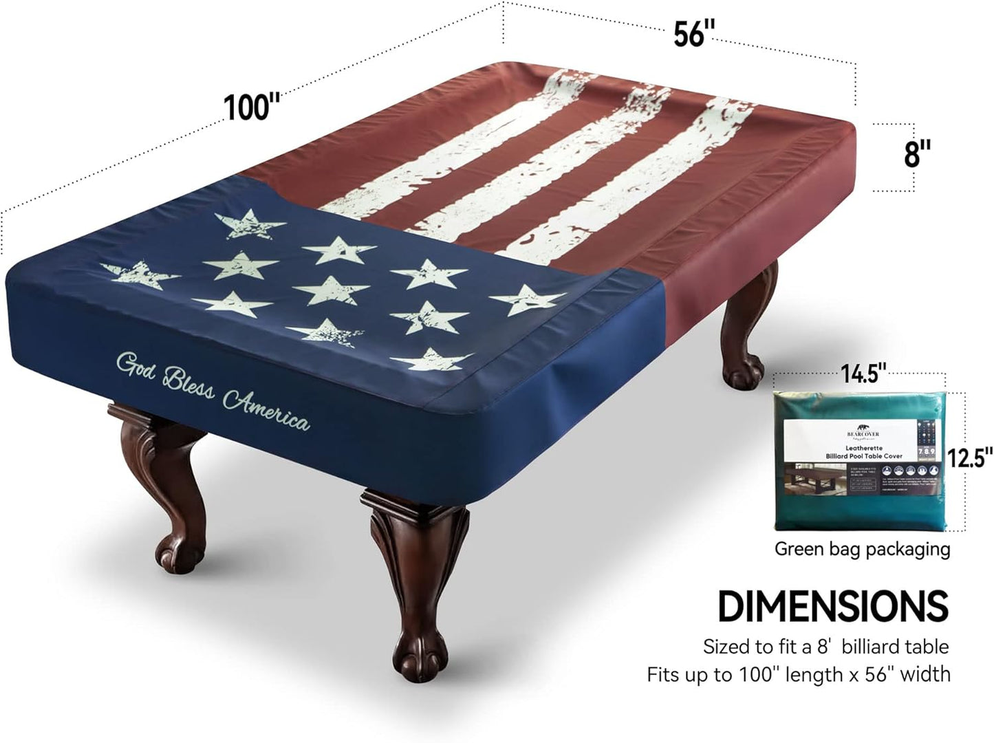 Pool Table Cover, Waterproof Indoor/Outdoor Heavy Leatherette Pool Table Accessories, Billiards Accessories for Protecting Felt, 7/8/9 Feet Fitted Billiard Covers Red & Blue(8FT/OG.)