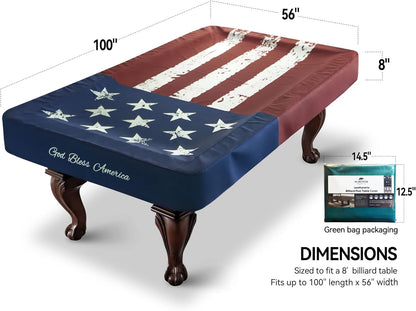 Pool Table Cover, Waterproof Indoor/Outdoor Heavy Leatherette Pool Table Accessories, Billiards Accessories for Protecting Felt, 7/8/9 Feet Fitted Billiard Covers Red & Blue(8FT/OG.)