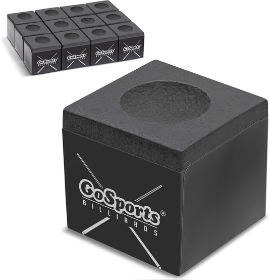 GoSports Premium Pool Cue Chalk Cube 12 Pack - Black, Blue, Red, or Green - Billiards Pool Stick Chalk