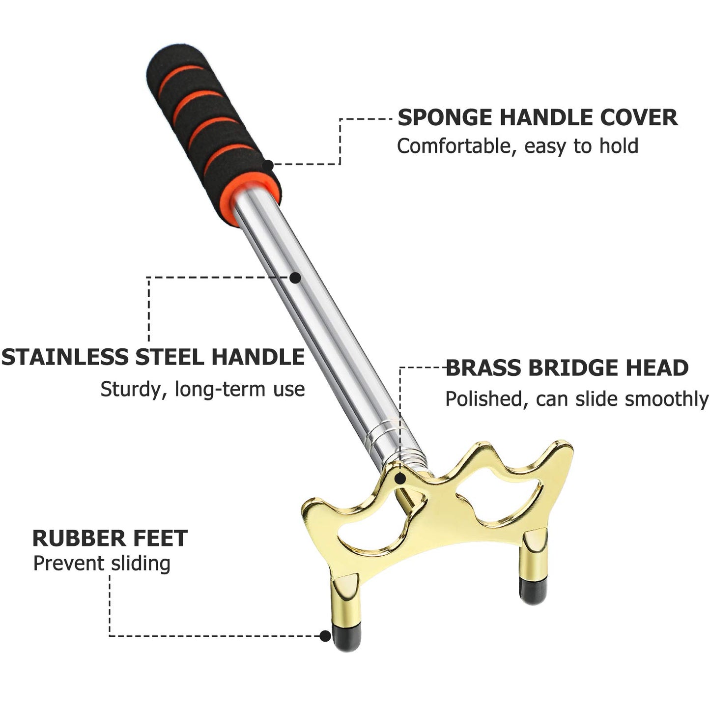 Skylety Pool Cue Snooker Stick Pool Table Accessories Retractable Billiards Cue Rest with Removable Brass Bridge Head