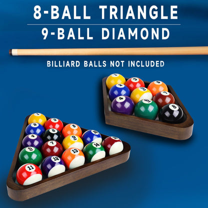 GSE Games & Sports Expert Solid Wood Billiard 8-Ball Triangle / 9-Ball Diamond Pool Ball Racks for 2-1/4" Pool Balls, Pool Table Accessories
