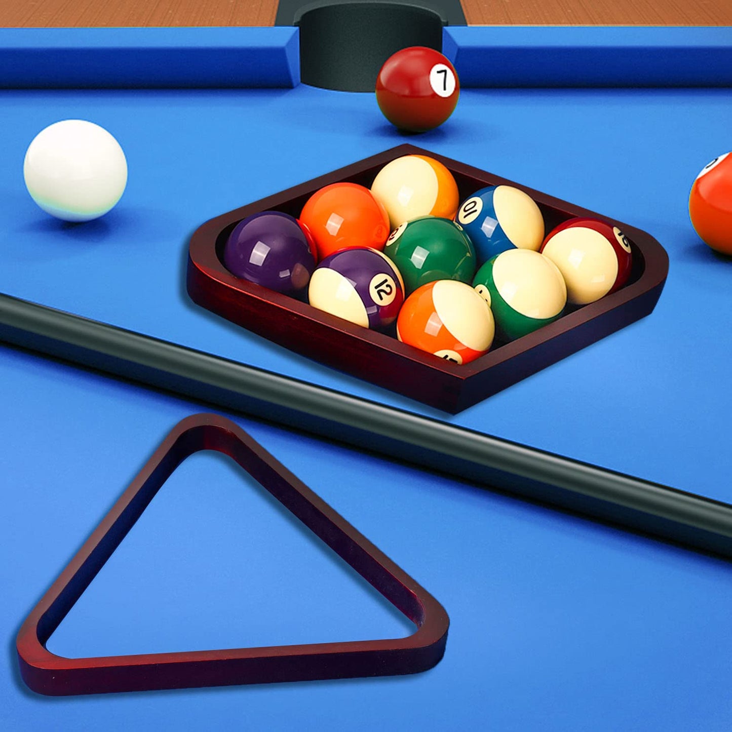 GSE Games & Sports Expert Solid Wood Billiard 8-Ball Triangle / 9-Ball Diamond Pool Ball Racks for 2-1/4" Pool Balls, Pool Table Accessories
