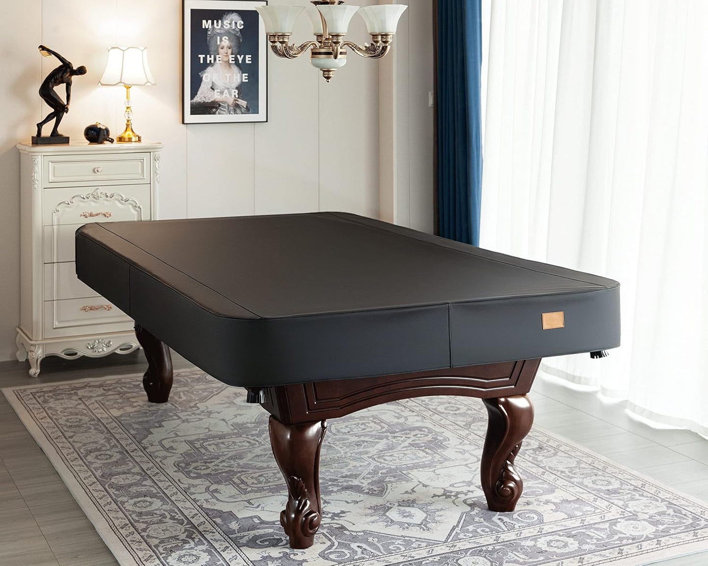 Heavy Duty Leatherette Billiard Pool Table Cover, Waterproof & Tearproof Cover for Pool Table 7/8/9FT (Black Charcoal/Matte, 8FT-(100"LX 56"WX 8“H))