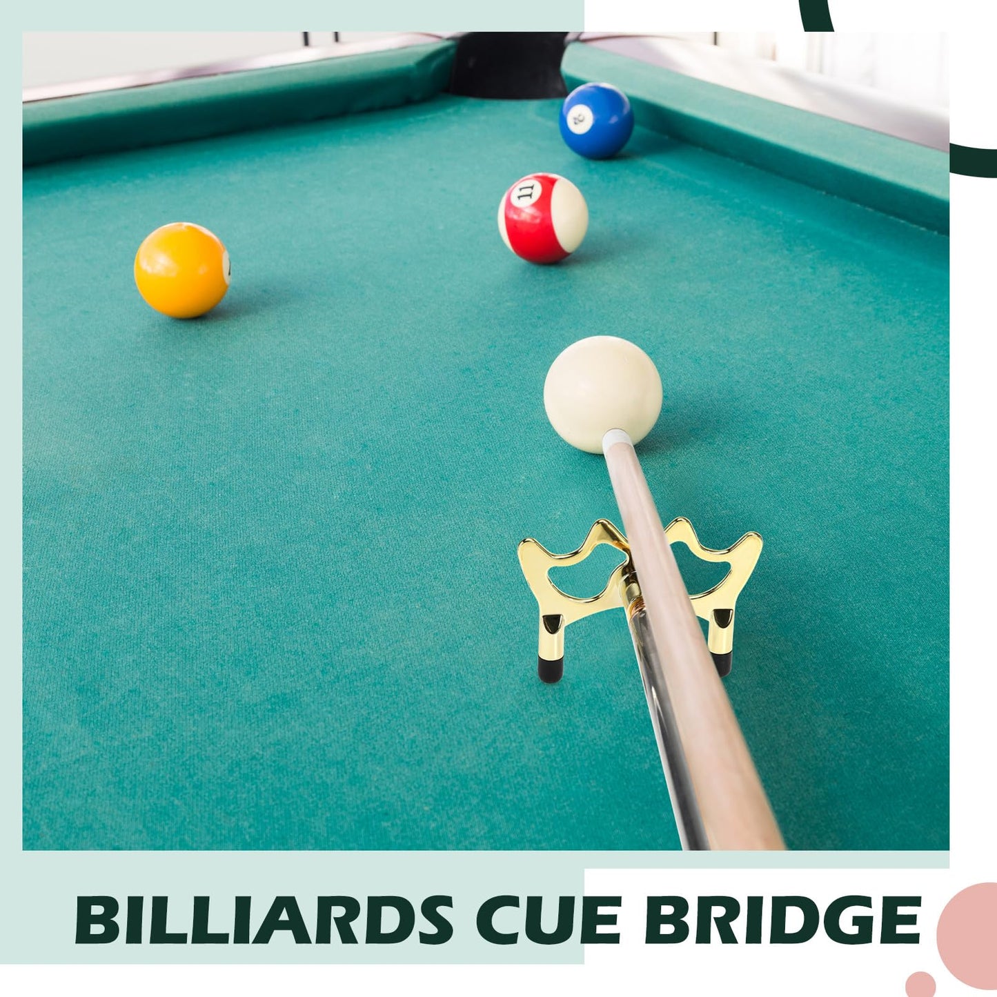 Skylety Pool Cue Snooker Stick Pool Table Accessories Retractable Billiards Cue Rest with Removable Brass Bridge Head