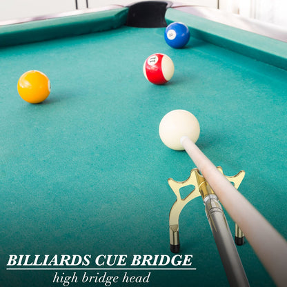 Skylety Pool Cue Snooker Stick Pool Table Accessories Retractable Billiards Cue Rest with Removable Brass Bridge Head