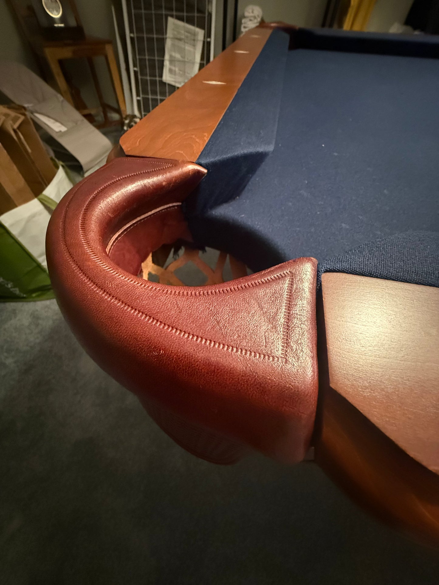 Pool table leather pocket