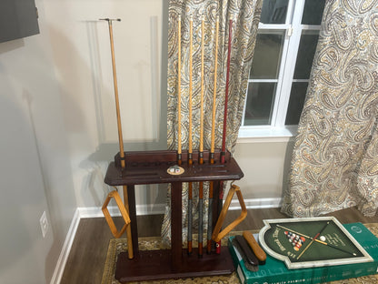 Cues,  racks, & cue rack