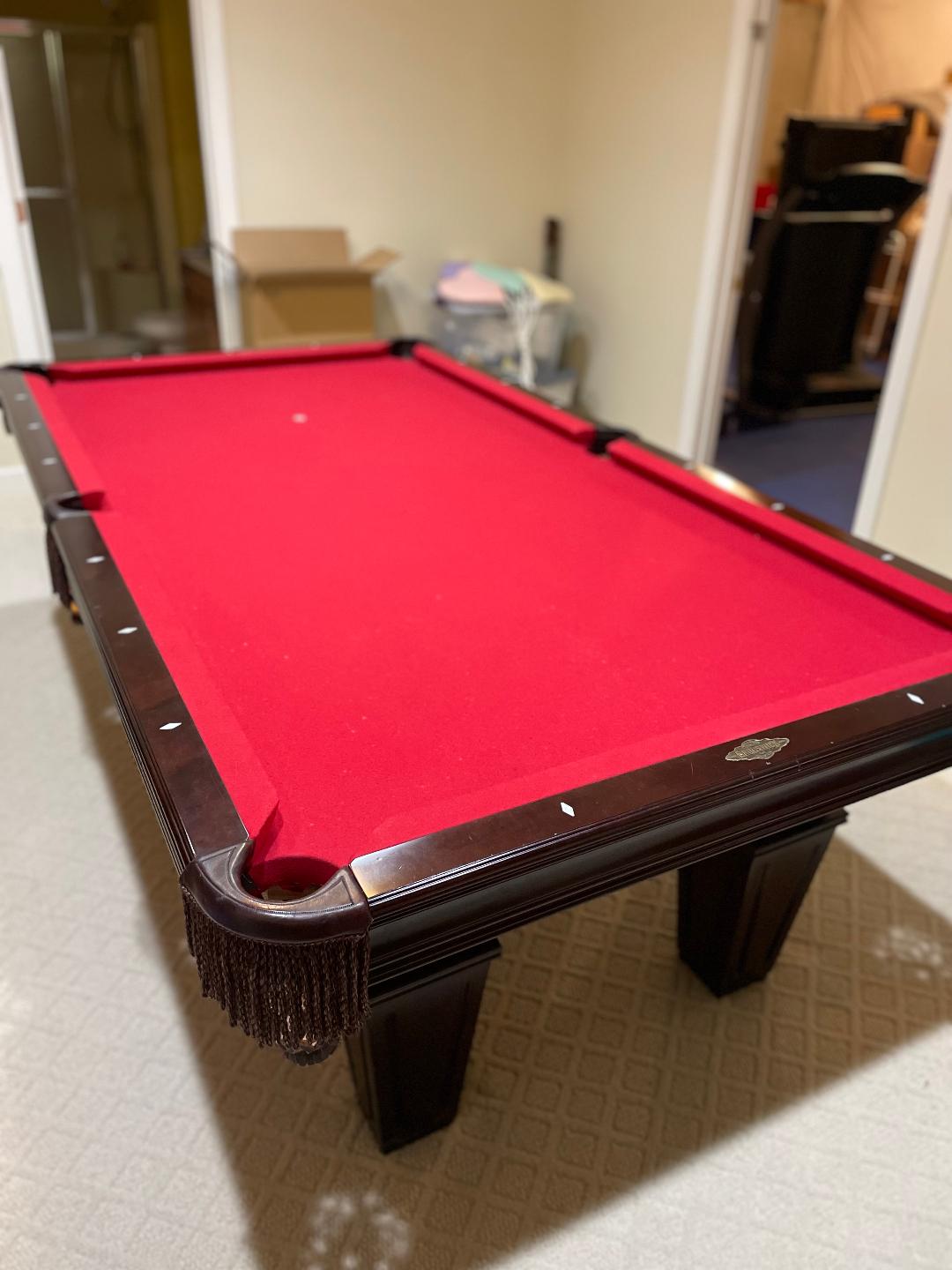 Red Felt Pool Table